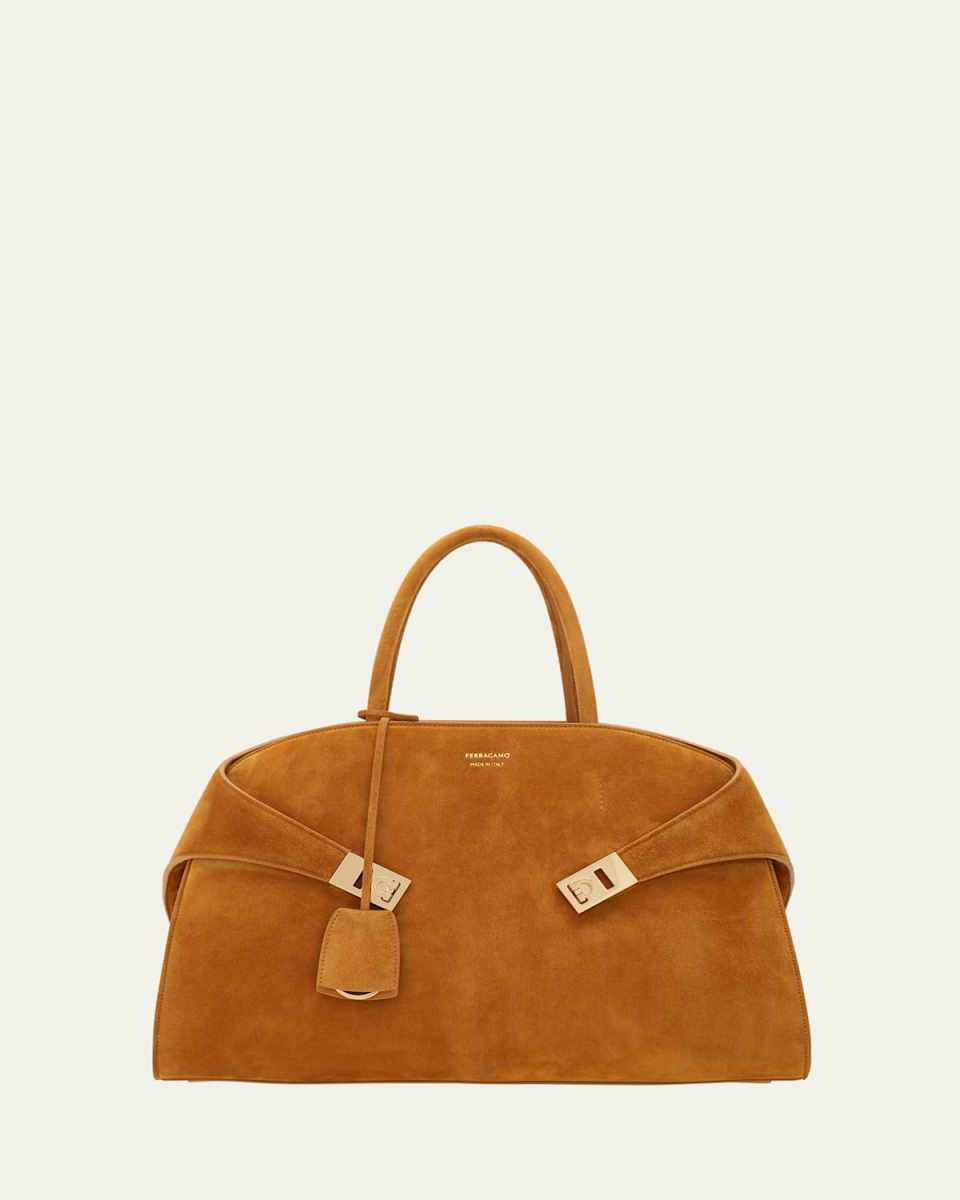 Medium Hug Suede Top-Handle Bag